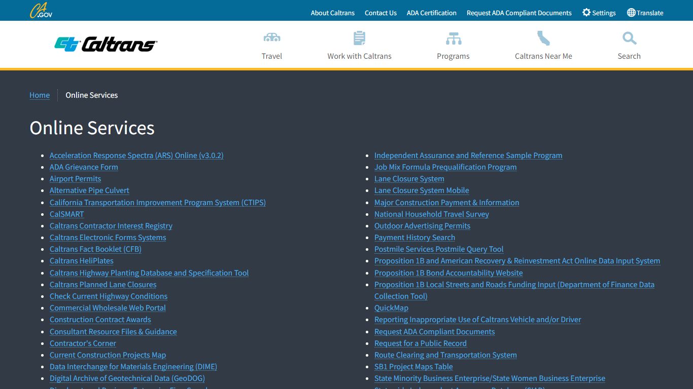 Online Services | Caltrans